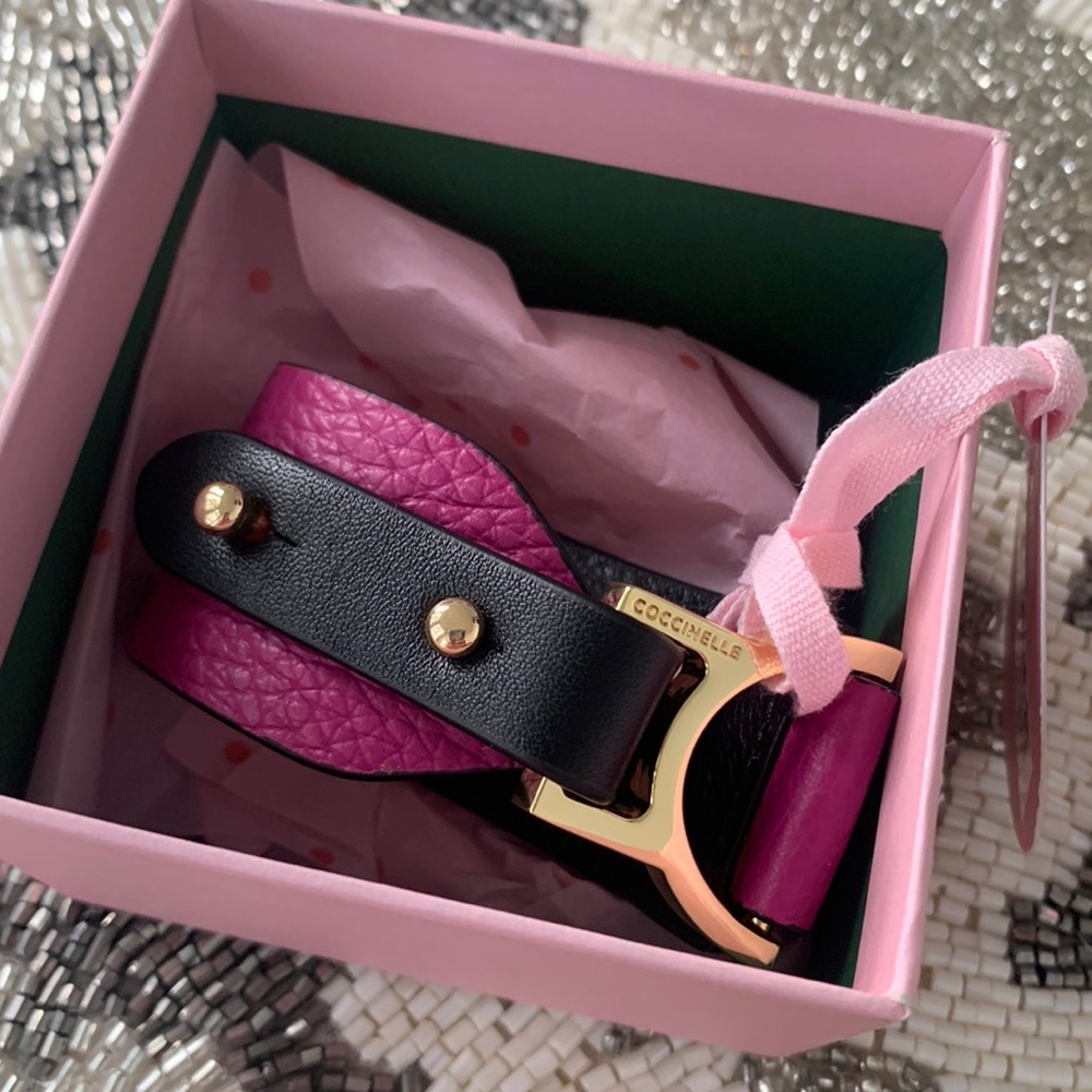NWT Coccinelle leather bracelet with golden buckle.